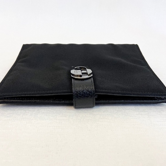 Gucci Black Canvas Agenda Cover w/ COA Gunmetal Gray Buckle Card Slots Organizer - Picture 8 of 11